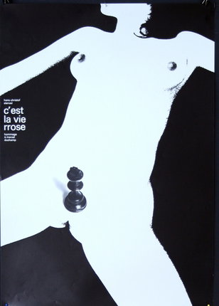 a poster of a naked woman with a chess piece