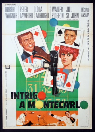 a movie poster with a gun and cards