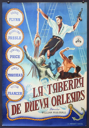 a poster with a man on a rope