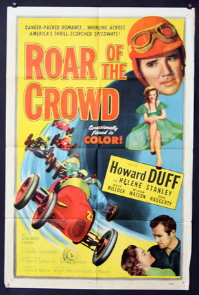 a movie poster with a man in a helmet and a woman in a dress