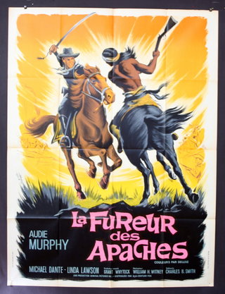 a movie poster of two men on horses