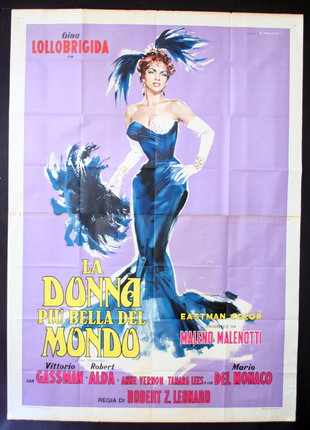 a poster of a woman in a blue dress