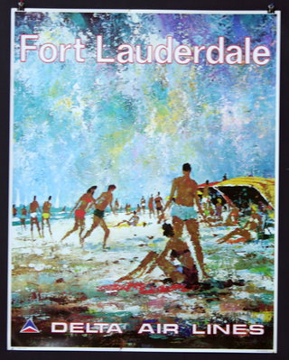 a poster with people on the beach