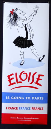 a black and white sign with a girl in a skirt and red text