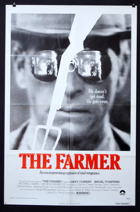 a movie poster of a man with glasses and a fork