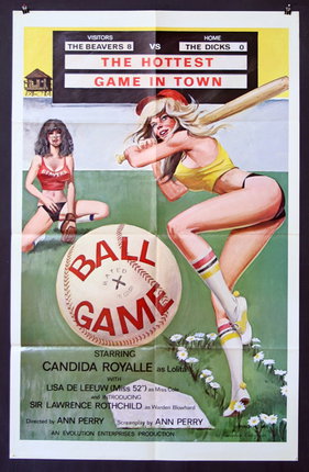 a poster of women playing baseball