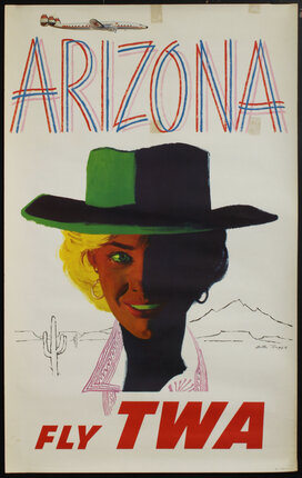 a poster with a woman's face and a hat