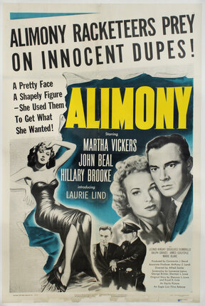 a movie poster showing some characters from the film, including a woman in a strapless gown, and a police officer arresting a man