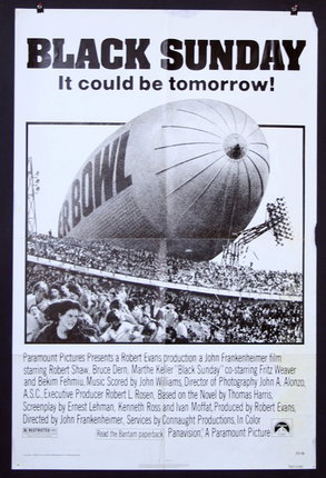 a poster of a large blimp