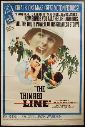 a movie poster with soldiers and a man kissing a woman