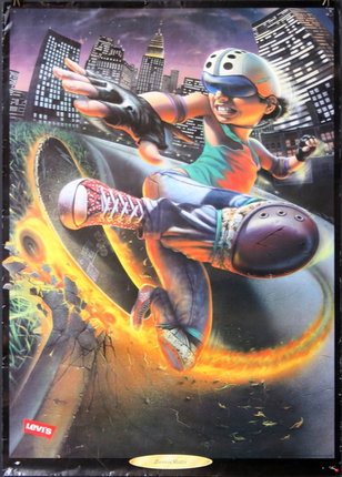 a poster of a boy on a skateboard
