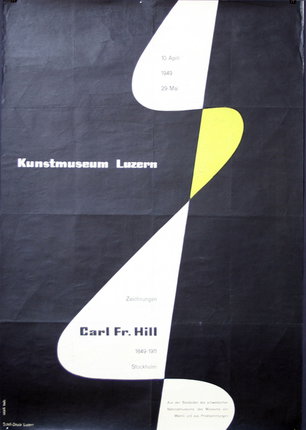 a poster with a yellow and white design