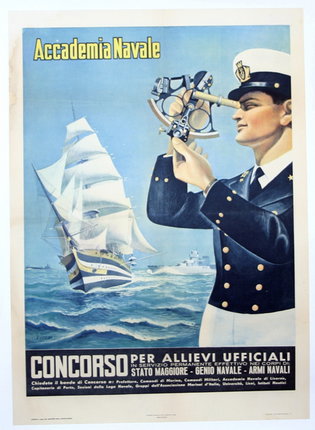 a poster of a sailor looking through a telescope