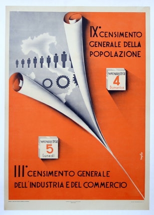 an orange and white poster