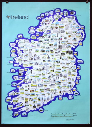 a map of ireland with different landmarks