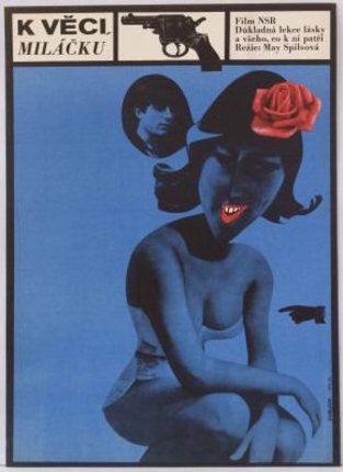 a poster with a woman with a rose