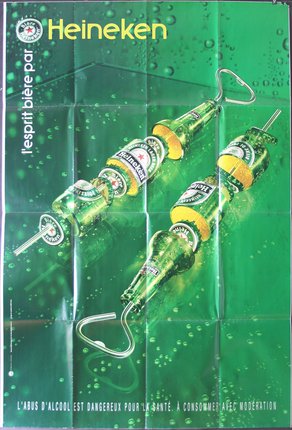 a poster of beer bottles on a skewer