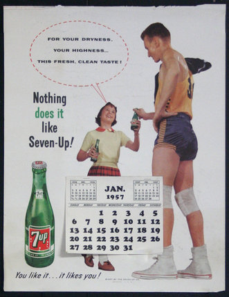 a poster of a man and woman holding bottles