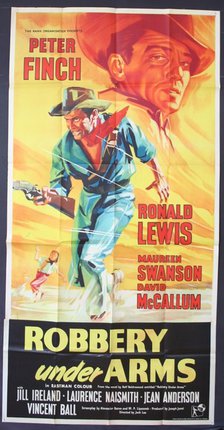 a movie poster of a man running with a gun