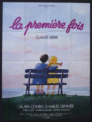 a movie poster of a man and a woman sitting on a bench