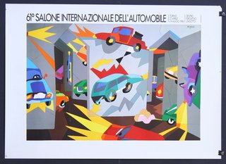 a poster of cars in a tunnel