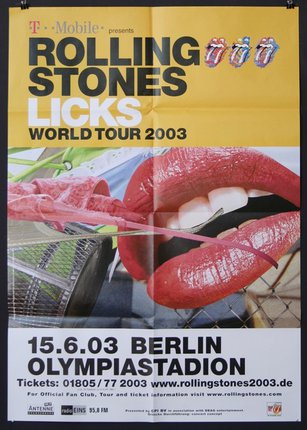 a poster of rolling stones licks world tour