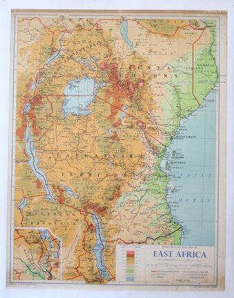 PHILIPS AUTHENTIC IMPERIAL MAPS イラン・イラク Philips' Regional Wall Map of East Africa | Original Vintage