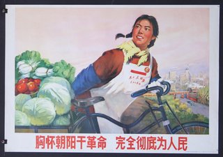 a poster of a woman riding a bicycle