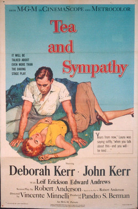 a poster of a man and woman lying on the ground