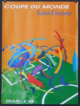 a poster of a football field
