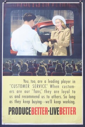 a poster with a man and woman in a car