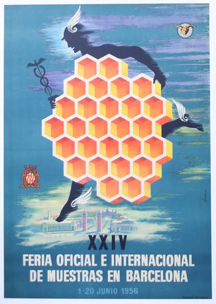 a poster of a man holding a rod and a honeycomb