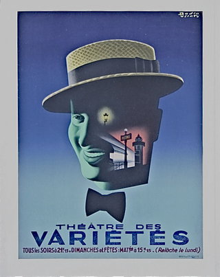 a poster of a man's face with a hat and a bow tie