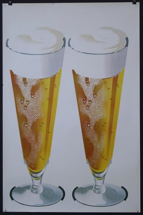 a poster of two glasses of beer