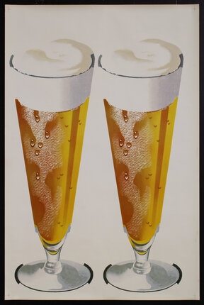 a poster of two glasses of beer