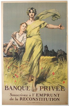 a poster of a woman holding a man