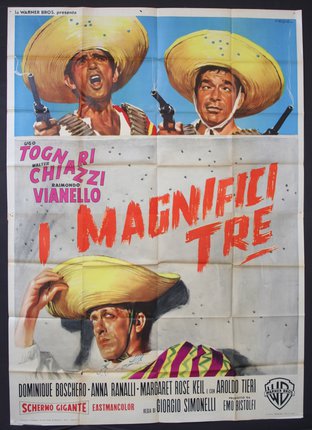 a movie poster with men wearing sombreros
