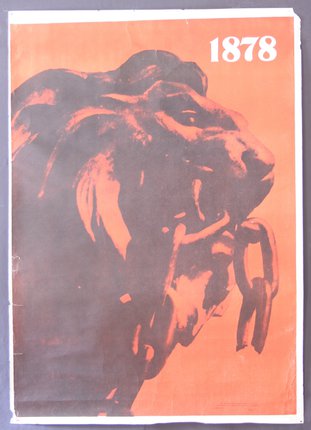 a poster with a lion head
