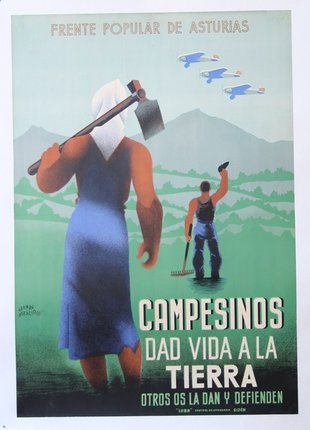 a poster with a man holding an ax