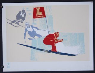 a poster of a skiers