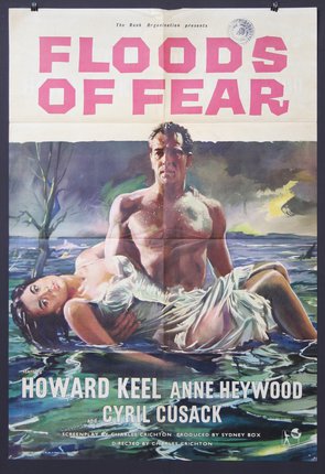a poster of a man and woman in water