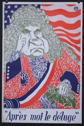 a poster of a man with a large curly hair