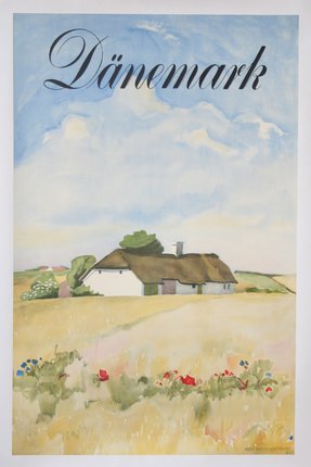 a poster of a house in a field