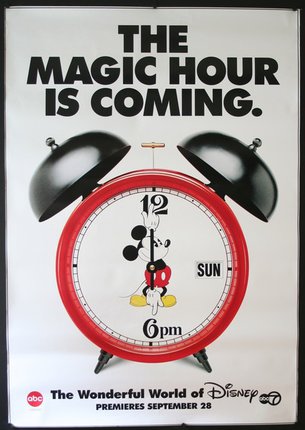 a poster with a clock and text