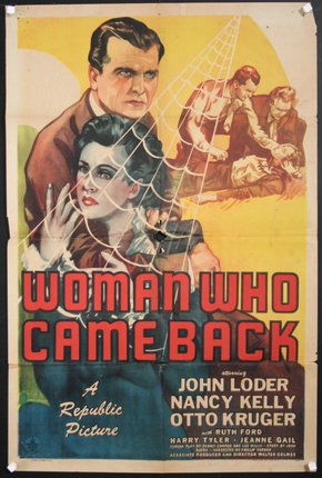 a movie poster with a man and woman in a spider web