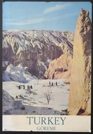 a group of people in a snowy canyon