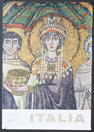 a mosaic of a woman holding a drum