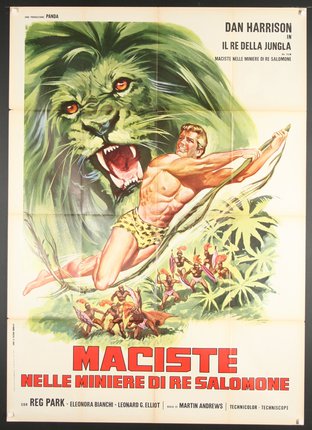a movie poster of a man and a lion