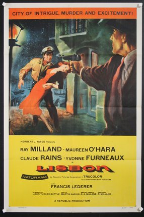a movie poster of a man pointing a woman to a man