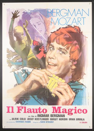 a poster of a man playing flute